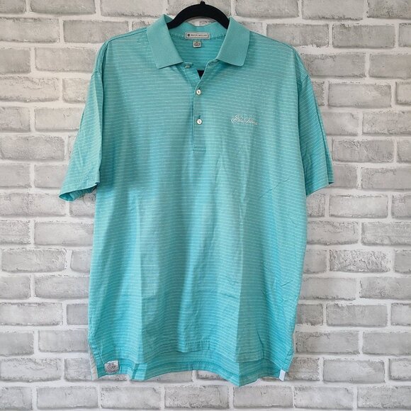 Peter Millar Other - Peter Millar Sea Island Embroidered Striped Golf Polo Shirt Teal Blue Medium